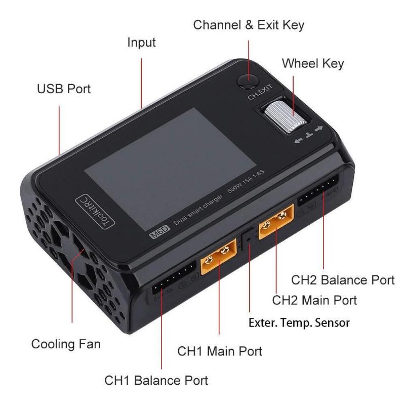 ToolkitRC M6D - Dual Channel 500W 25A DC Charger 6